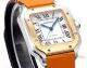 Replica Cartier Santos Rose Gold Bezel Orange Leather Strap Couple Watch (5)_th.jpg